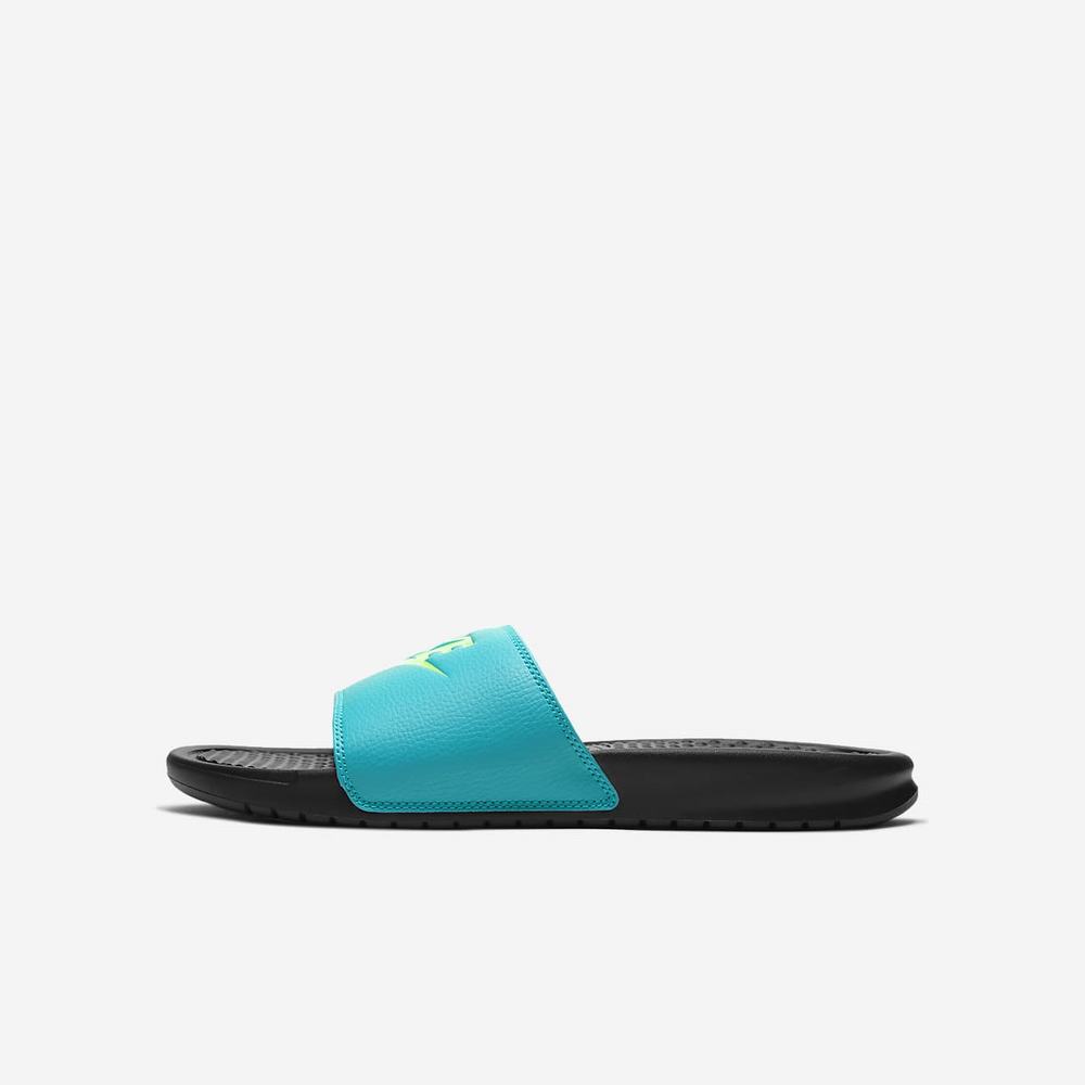 Claquette Nike Benassi JDI Noir /Bleu Ciel 4871-590 Black/Oracle Aqua/Ghost Green Homme | FZZ-99755227